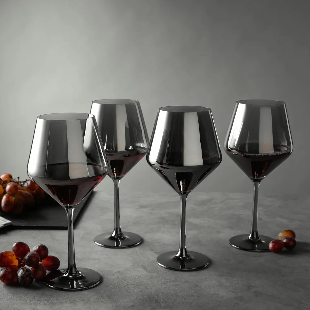 4-Pack Angled Wine Glass Set in Smoke Finish